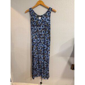 Vintage All That Jazz Blue & Green Floral Sleeveless Maxi Dress Size 9/10 90s